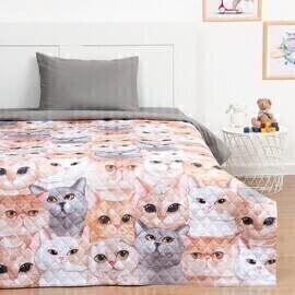 Покрывало детское ультрастеп Юниор, Happy cats<7475399 Happy cats, 145*210, 1,5 спальные>