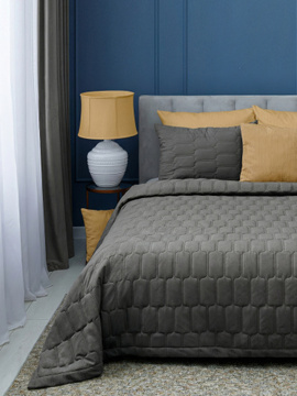 Покрывало стеганое велюровое SUN Decor Magic, NORMA, GREY